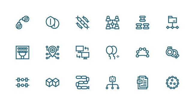 Linked Set with 18 Strong Stroke Line Icons Icons Built for Visual Consistency Pack vector