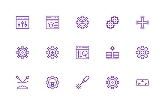 15 Adjustment Icons in Regular Line Aesthetic Customizable Icon Series for Mobile Screens vector