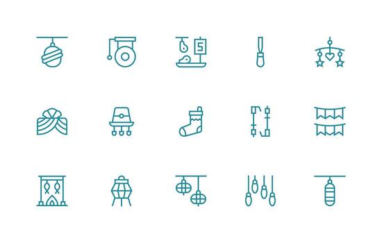 15 Regular Line Style Icons from Hanging Collection Simplified Icon Pack for Visual Tools vector