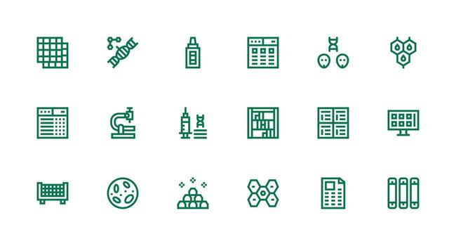 Strong Stroke Line Style Cells Icons with 18 Vectors Icons Built for Visual Consistency Pack