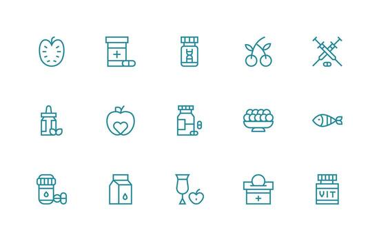 15 Regular Line Style Icons from Vitamins Collection Essential Icons for Rapid UI Building vector