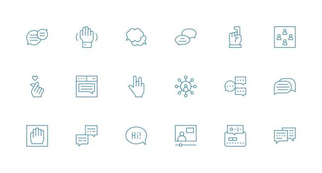 Interaction featuring 18 Icons in Minimal Line Design UI Icon Set vector