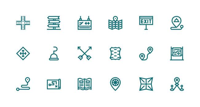 18 Icons for Directions in Strong Stroke Line Format Web and App Icon Pack Collection vector