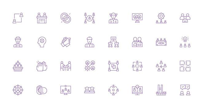 32 Delgado línea estilo íconos desde trabajo en equipo colección moderno línea y glifo icono serie vector