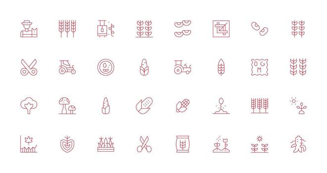 cosecha presentando 32 íconos en Delgado línea diseño bien estructurado íconos para creativo utilizar vector