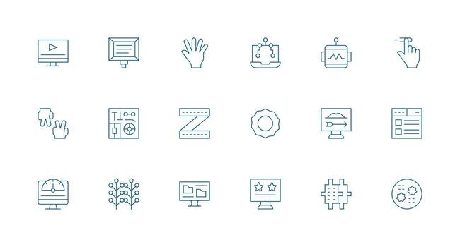 18 Minimal Line Style Icons from Interface Collection Simplified Icon Pack for Visual Tools vector