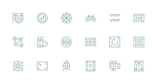 Frame Design Icons featuring 18 in Minimal Line Style Clean Icon Set Icon Pack for UI Projects vector