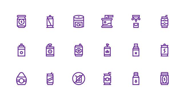 18 Strong Stroke Line Style Icons from Can Collection Sharp Icons for Presentations vector