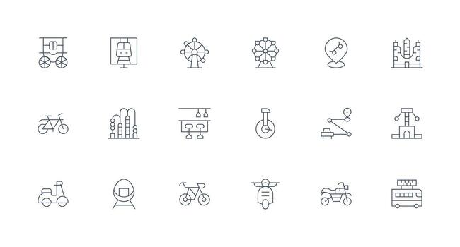 Ride including 18 Minimal Line Illustrations User Interface Icons for Digital Products vector