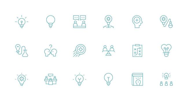 18 íconos para resolver problemas en mínimo línea formato organizado icono paquete para rápido acceso vector