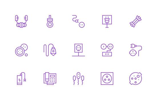 15 Regular Line Icons for Cord Graphics Icon Set for Web vector