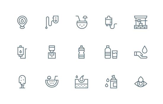Regular Line Icons from Hydration Set with 15 Vectors Smart Icon Collection