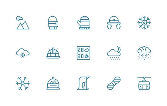 15 Regular Line Style Icons from Snow Collection Basic Icon Series vector