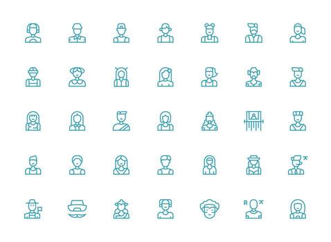 Avatar Icon Set with 35 Regular Clean Line Graphics Neat Icon Set vector