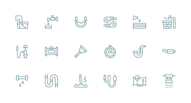 Minimal Line Style Pipe Icons with 18 Vectors High-Resolution Icons for Any Platform