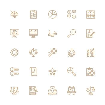 Evaluation featuring 25 Icons in Medium Stroke Outline Design Icon Set for Web vector