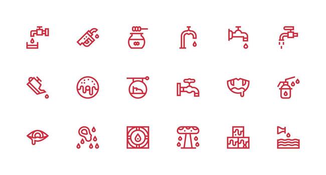 18 íconos para goteo en fuerte carrera línea formato completar icono conjunto para móvil aplicaciones vector