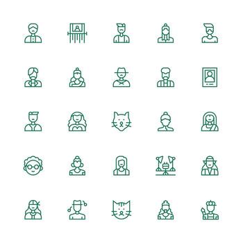 25 íconos para retrato en medio carrera contorno formato personalizable icono serie para móvil pantallas vector