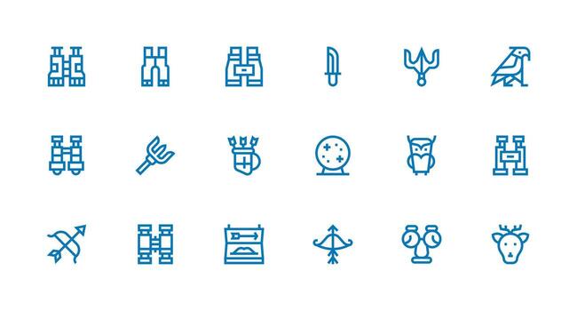 Strong Stroke Line Icons from Hunting Set with 18 Vectors Icons Built for Visual Consistency Pack