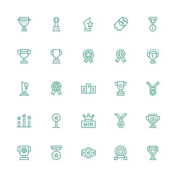 First Place Icon Set with 25 Medium Stroke Outline Graphics Neat Icon Set vector