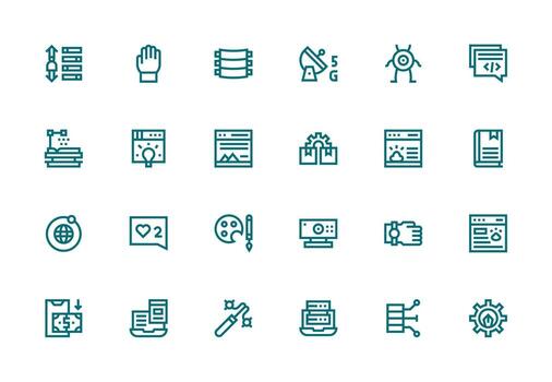 Digital Set with 24 Thick Line Line Icons Essential Icon Set for Teams vector