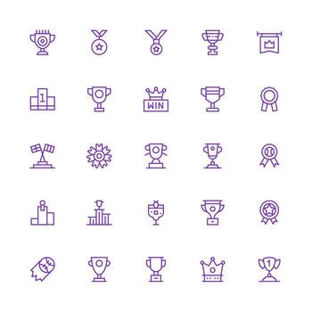 First Place Visual Pack containing 25 Medium Stroke Outline Icons UI and UX Focused Icon Collection vector