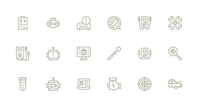 Diagnostics Design Icons featuring 18 in Minimal Line Style Neutral Style Icons for Any Project vector