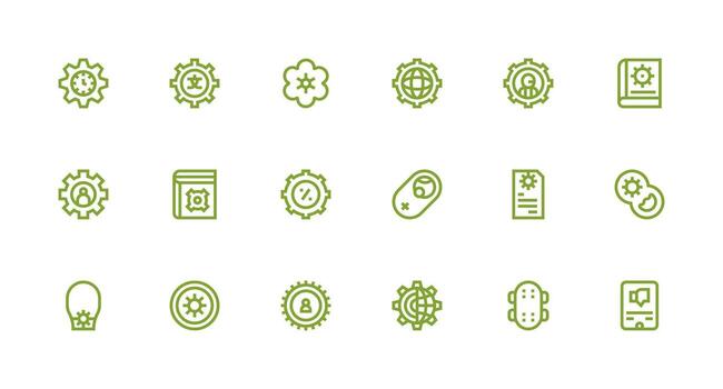 Settings including 18 Strong Stroke Line Illustrations Clean Icon Set Icon Pack for UI Projects vector