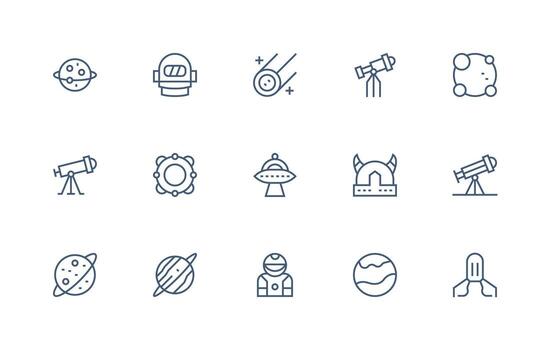 15 Icons for Galaxy in Regular Line Format Clean Icon Set Icon Pack for UI Projects vector