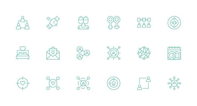 mínimo línea íconos desde relación conjunto con 18 vectores diseño icono colección