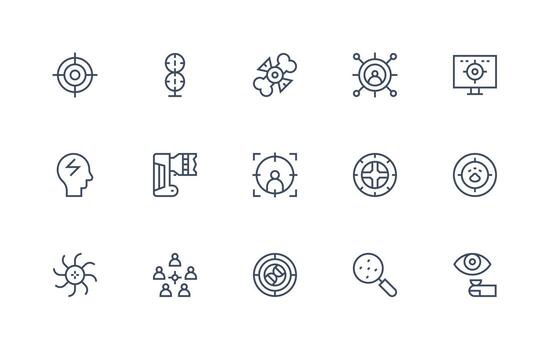 15 Icons for Focus in Regular Line Format Balanced Icon Set for Functional Design vector