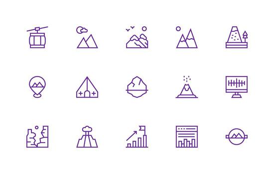 15 Regular Line Icons for Peak Graphics Multi-Style Icon Collection vector