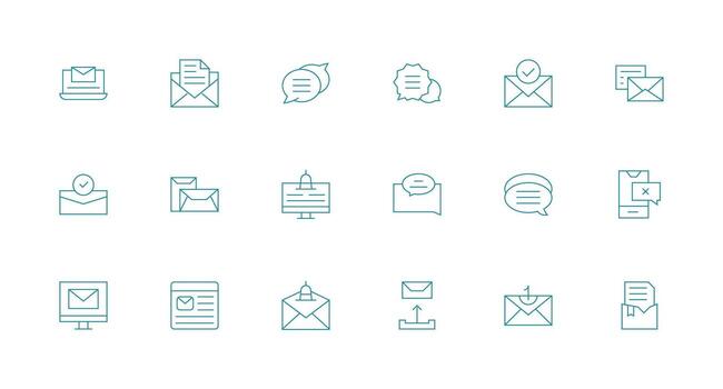 18 mínimo línea estilo íconos desde bandeja de entrada colección escalable íconos para todas temas vector