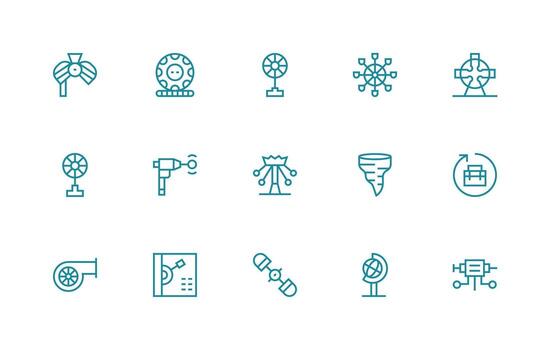 15 Regular Line Icons for Rotating Graphics Modern Line and Glyph Icon Series vector
