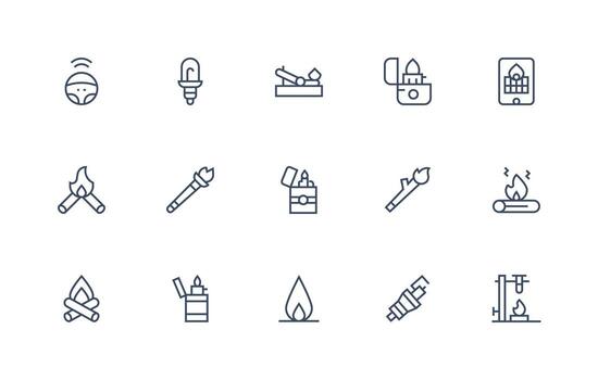 15 Regular Line Icons for Ignition Graphics Clear and Concise Icon Set Collection vector
