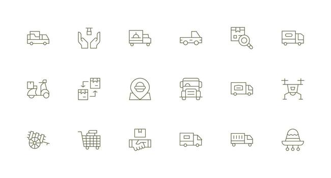 Delivery Service Icon Set with 18 Minimal Line Graphics All-Purpose Icon Design Pack vector