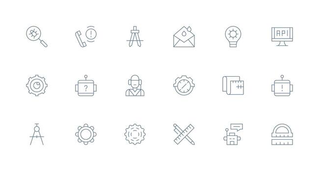 mínimo línea íconos desde técnico conjunto con 18 vectores reutilizable icono conjunto
