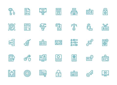 autorización incluso 35 regular limpiar línea ilustraciones núcleo icono colección para diario Tareas vector