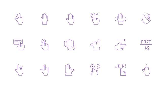 18 Minimal Line Style Icons from Cursor Collection Universal Icon Pack vector