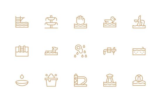 Splash Icon Collection with 15 Regular Line Designs Neatly Designed Icons for Web Platforms vector