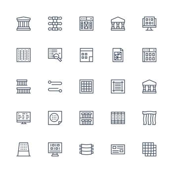 25 medio carrera contorno diseños para columnas íconos limpiar icono conjunto icono paquete para ui proyectos vector