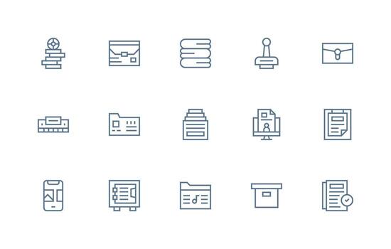 15 regular línea estilo íconos desde archivos colección limpiar icono conjunto icono paquete para ui proyectos vector