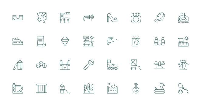 Fun Design Icons featuring 32 in Thin Line Style Display Icon Pack vector