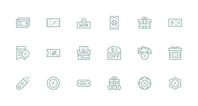Minimal Line Style Voucher Icons with 18 Vectors Minimal Icon Set for Interface Projects