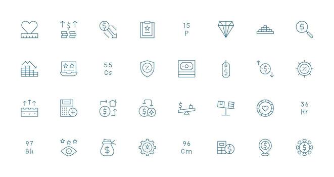 32 Thin Line Style Icons from Value Collection Icon Set for Apps vector