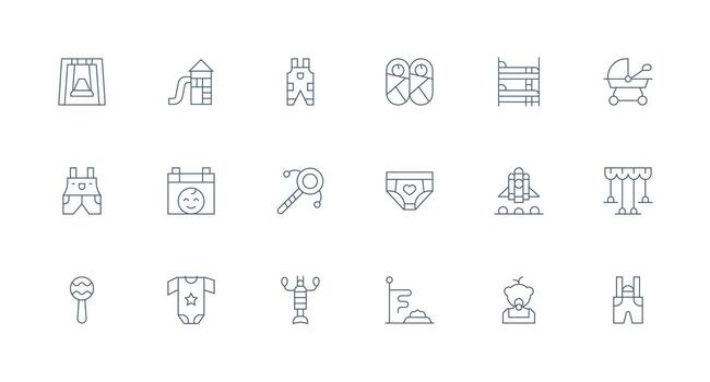 niñito presentando 18 íconos en mínimo línea diseño versátil icono colección para diseñadores vector