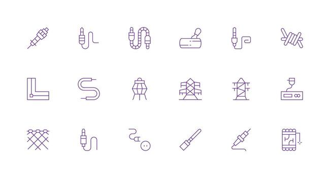 18 Icons for Wire in Minimal Line Format Multi-Style Icons for Creative Projects vector