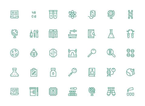 investigación icono conjunto con 35 regular limpiar línea gráficos tablero icono serie vector