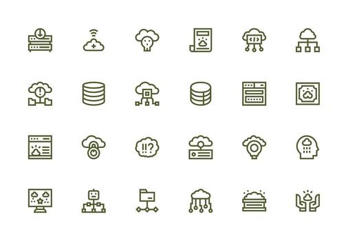 nube informática diseño íconos presentando 24 en grueso línea línea estilo rápido acceso íconos para ui desarrollo vector