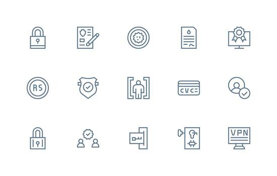 15 regular línea diseños para autenticación íconos limpiar icono conjunto icono paquete para ui proyectos vector